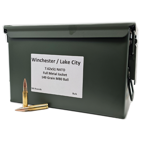 7.62x51 NATO - Winchester / Lake City 149 Grain M80 FMJ - 500 Rounds