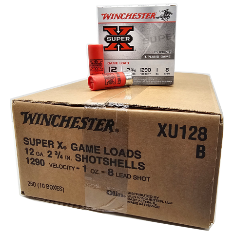12 Gauge - Winchester Upland & Small Game 2-3/4" 8 Shot - 250 Rounds